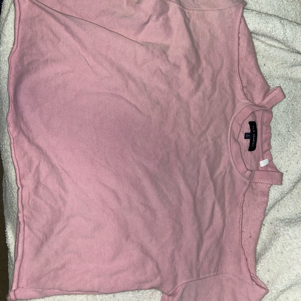 Bright pink over the shoulder sweater